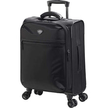 Load image into Gallery viewer, Angled front view of the carry-on black suitcase.
