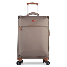 Load image into Gallery viewer, Front view of the medium bark brown suitcase
