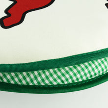 Load image into Gallery viewer, Close up to the tortillero with green checkered interior lining. 
