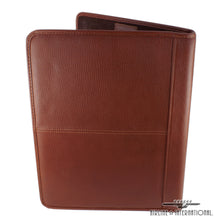 Load image into Gallery viewer, Back view of the brown leather letter pad. 
