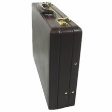 Load image into Gallery viewer, Angled side panel view of the attache case. 

