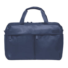 Load image into Gallery viewer, Front view of the navy blue duffel bag.
