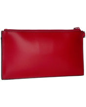 Load image into Gallery viewer, Back panel view of the red wallet. 
