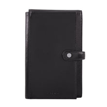 Load image into Gallery viewer, Front view of the black wallet. 
