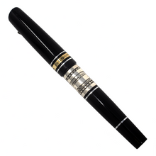 Load image into Gallery viewer, Back view of a black rollerball pen with the cap on.

