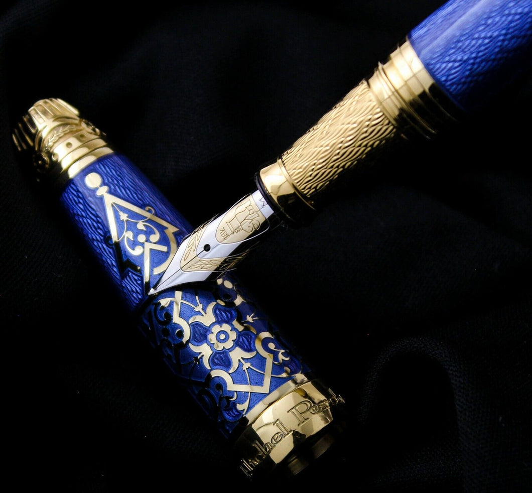 Michel Perchin Russian Brilliant Blue Vermeil LE Fountain Pen | Medium Nib