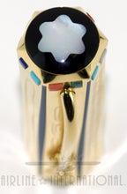 Load image into Gallery viewer, Angled top view of the cap, featuring a Mother of Pearl Montblanc logo.
