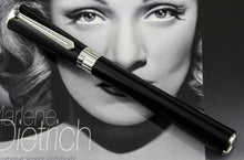 Load image into Gallery viewer, Front view of the fountain pen with the cap on. Set on top of the presentation box.
