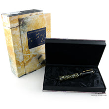 Load image into Gallery viewer, The fountain pen arranged with the presentation box, outer box, and certificate.
