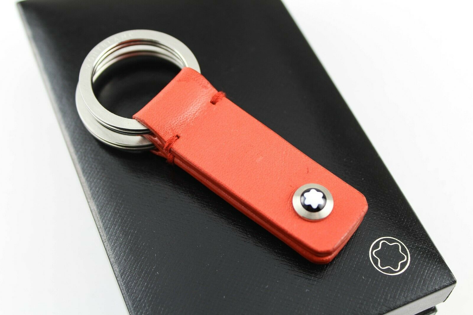 Montblanc Red Leather Key Fob 2-Split Key Ring | Airline