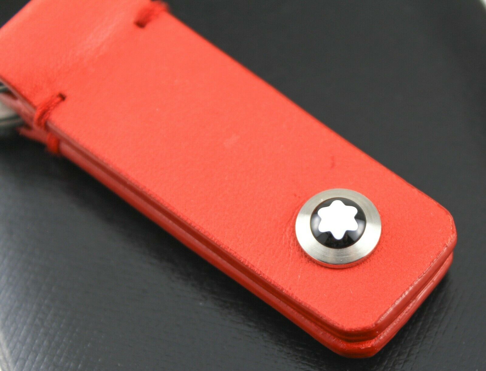 Montblanc Red Leather Key Fob 2-Split Key Ring | Airline