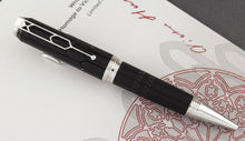 Load image into Gallery viewer, Front view of the ballpoint pen on top of the presentation box.
