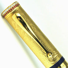 Load image into Gallery viewer, Close up to the cap, featuring two rows, one of diamonds, another of rubies.
