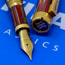 Load image into Gallery viewer, Close up to the fountain pen nib and cap top.
