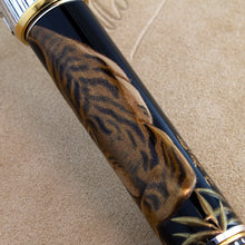 Load image into Gallery viewer, Close up to the tiger stripes on the pen barrel.
