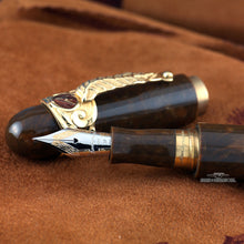 Load image into Gallery viewer, Montegrappa Limited Edition Solid Gold Cigar Fountain Pen, Uncapped, Nib Close-up
