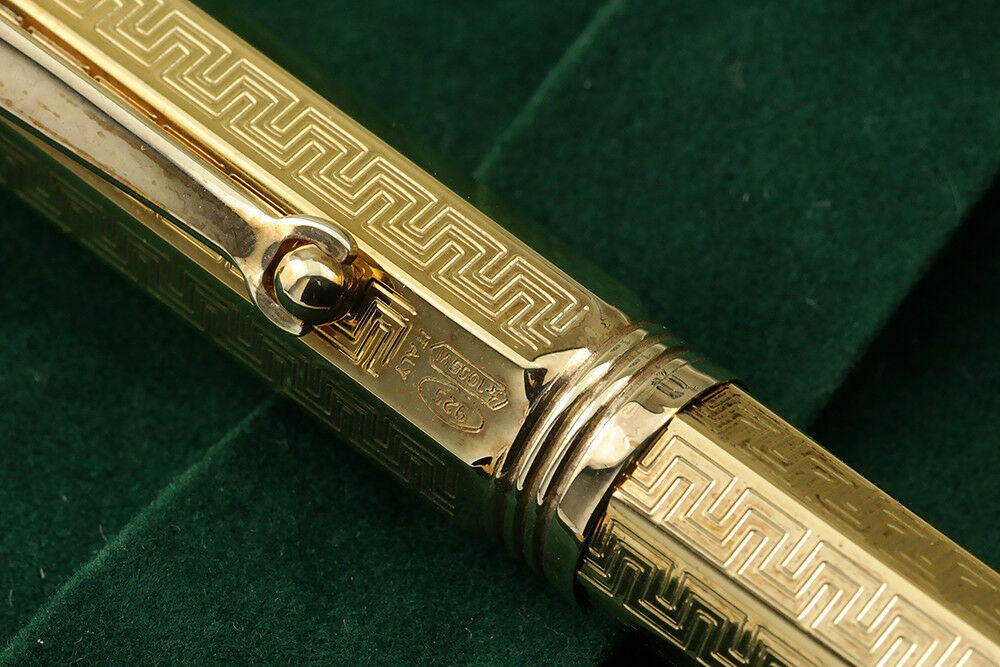 Montegrappa ボールペン パラディオVermeil 925silver Montegrappa Sterling Silver 925 and Marble Black Lacquer Ballpoint