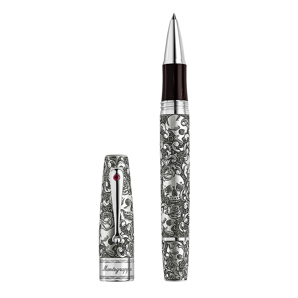 Montegrappa - Skulls and Roses  - Open Rollerball Pen