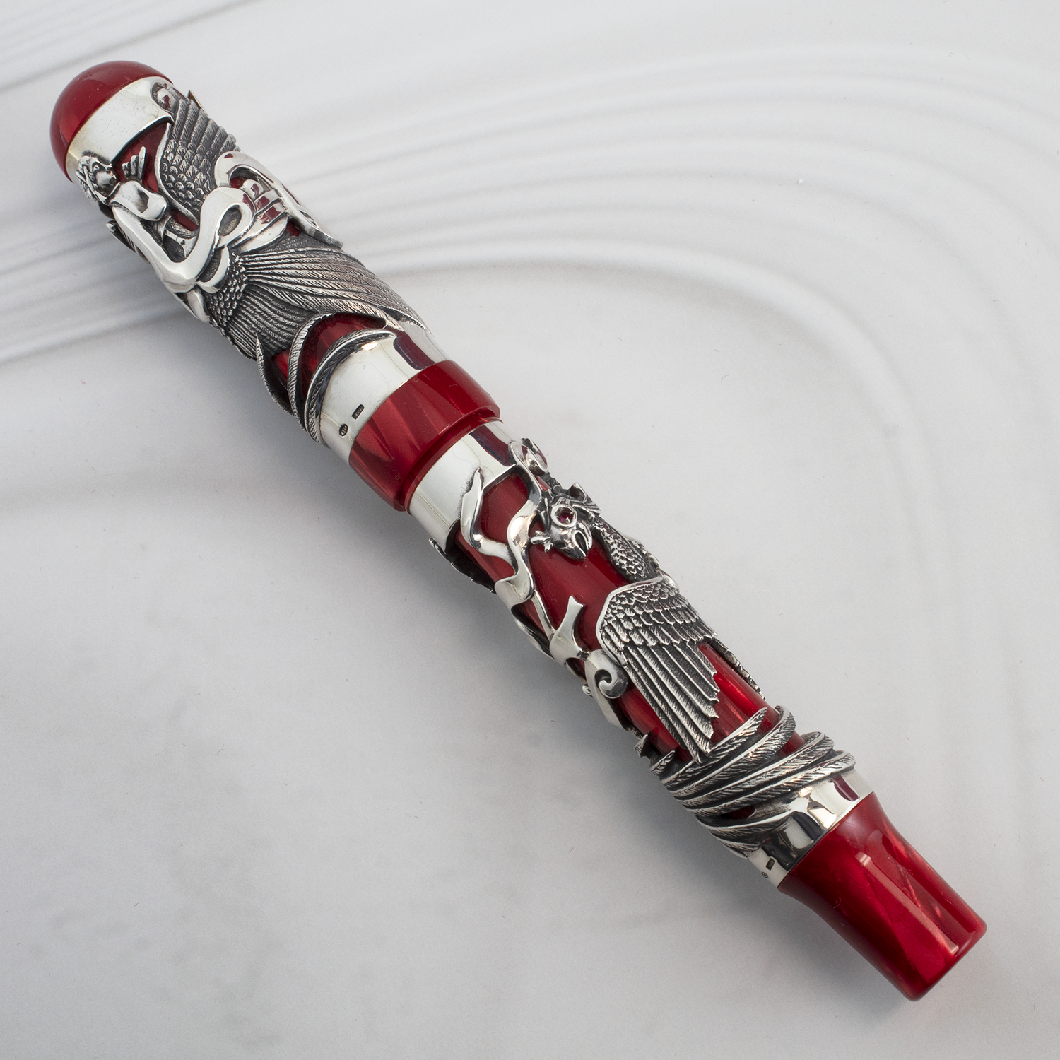 Montegrappa Eternal Bird LE Silver FP & Matching #13 Inkwell
