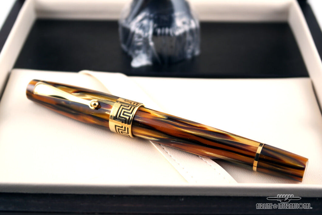 Montegrappa 18k Yellow-Gold Turtle Brown Extra 1930 Fountain Pen - M