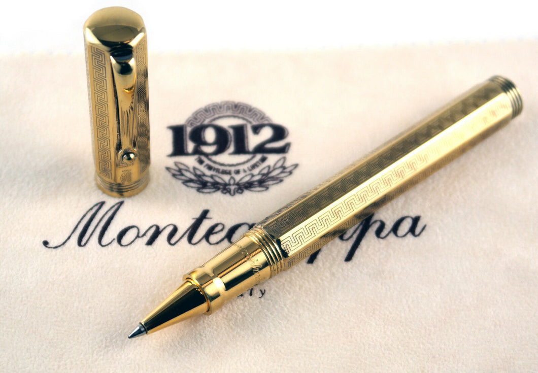 Montegrappa Reminiscence Etched 925 Vermeil Rollerball - RARE!