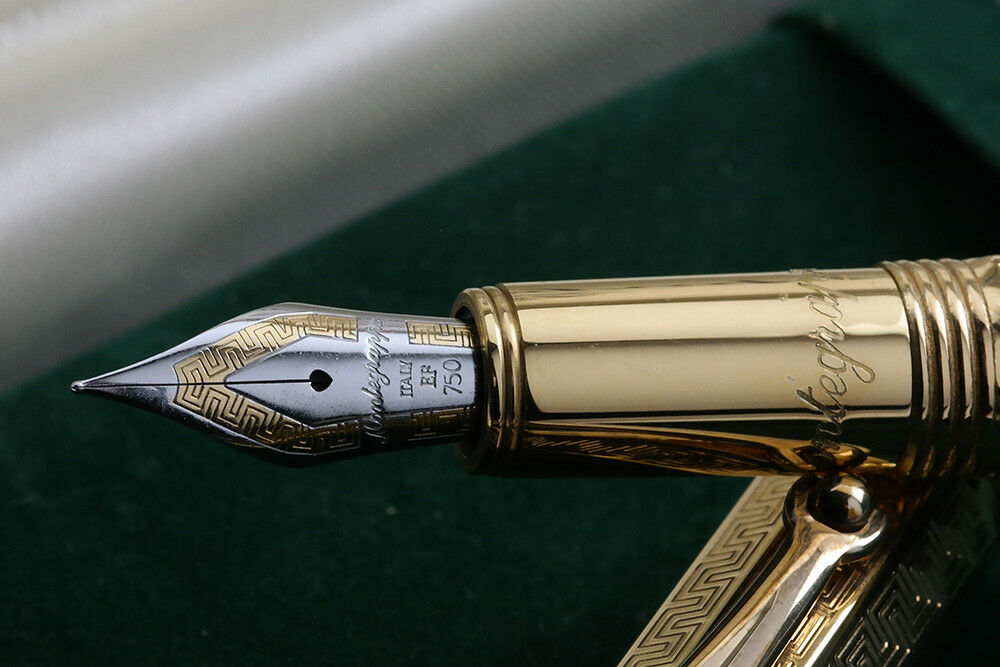 Montegrappa Reminiscence Etched 925 Vermeil Small Fountain Pen - EF Nib