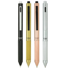 Load image into Gallery viewer, The black, brass, copper, and silver pens on a white background.
