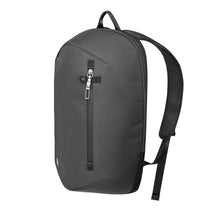 Load image into Gallery viewer, Angled front view of the black backpack. 
