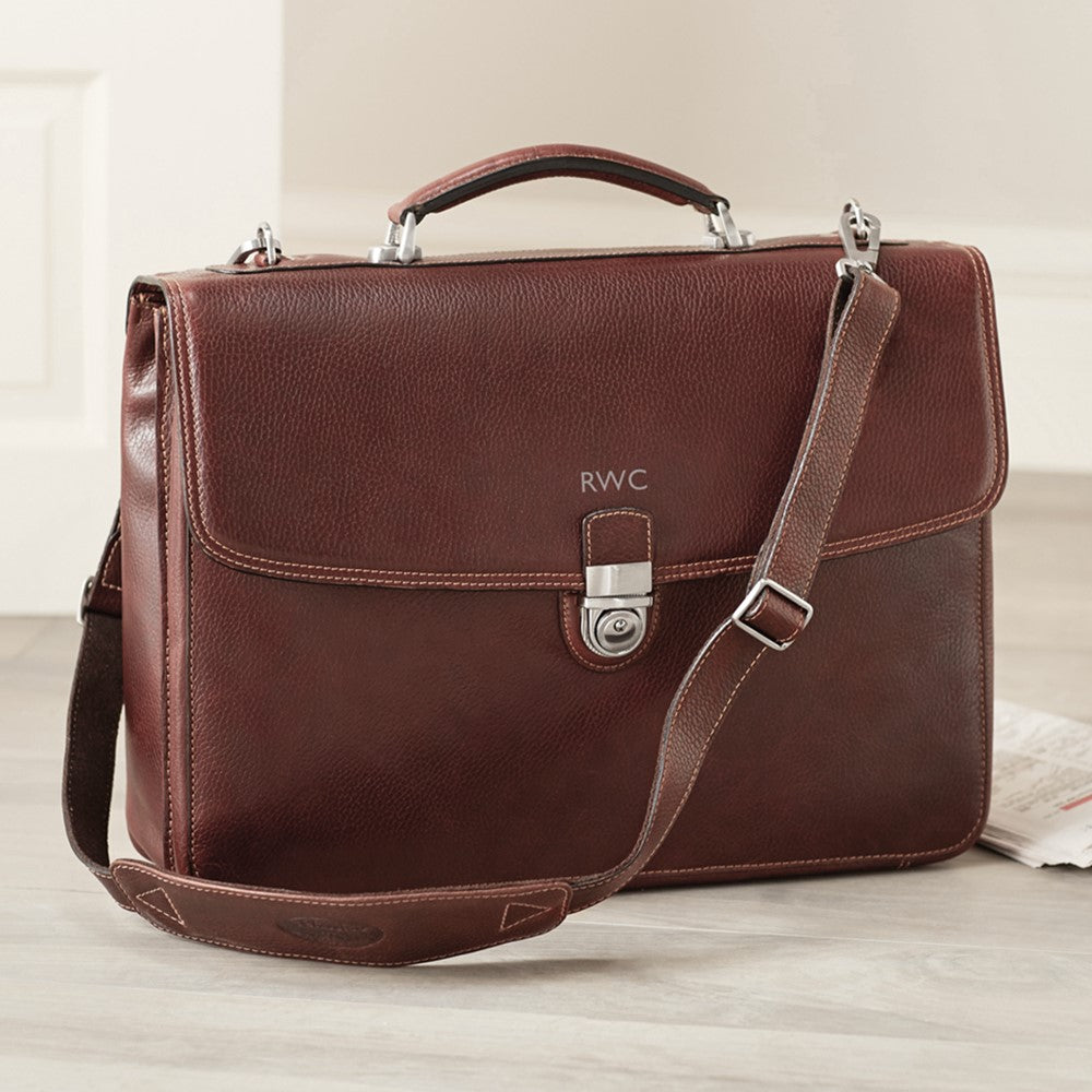Classico Leather Gusset Flap Briefcase