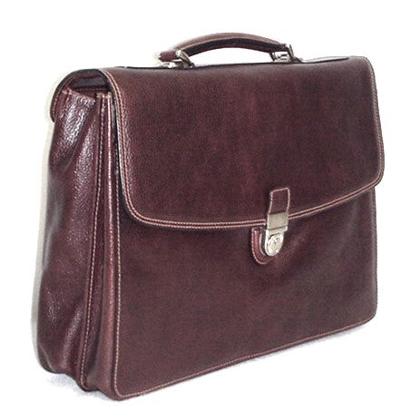 Classico Leather Gusset Flap Briefcase | Airline International