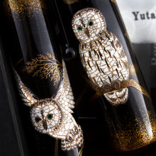 Load image into Gallery viewer, Close up to the egg shell owls on the pen and cap.

