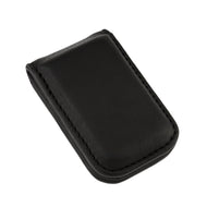 Front view of the black magnetic money clip.