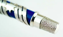 Load image into Gallery viewer, Close up to the textured silver at the bottom of the pen.
