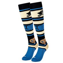 Load image into Gallery viewer, The two E.T. Themed compression socks arranged on a white background.
