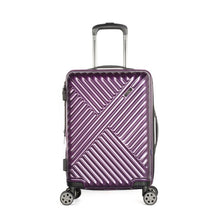 Load image into Gallery viewer, Front panel view of the purple hard shell suitcase with ridged pattern.
