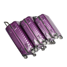 Load image into Gallery viewer, Side view of the purple suitcases arranged on a white background. 
