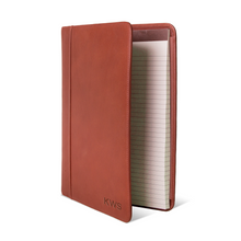 Load image into Gallery viewer, Angled front view of the brandy letter pad cover.
