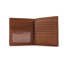 Load image into Gallery viewer, Interior view of the brandy leather wallet. 
