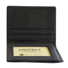 Load image into Gallery viewer, Interior view of the black leather flip fold wallet.
