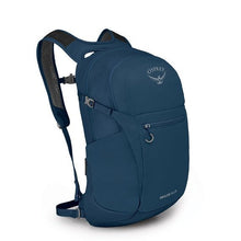 Load image into Gallery viewer, Angled front view of the wave blue backpack.
