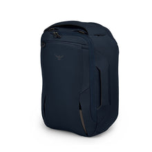 Load image into Gallery viewer, Angled front view of the dark blue backpack. 
