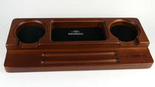 Load image into Gallery viewer, Front view of the wooden featuring slots for two ink bottles, two pens, and one ink blotter.
