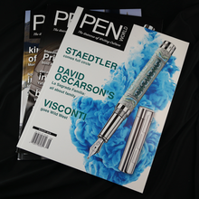 Load image into Gallery viewer, Pen World Magazine Bundle &amp; Blue Crocodile Embossed Leather Single Pen Case
