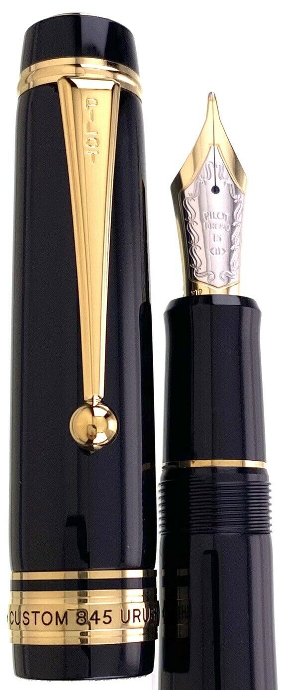 Pilot Custom 845 Black Urushi Fountain Pen - Broad