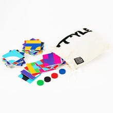 Load image into Gallery viewer, The tiles, game chips, and cotton bag arranged on a white surface.
