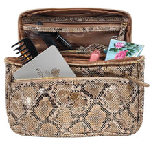 Load image into Gallery viewer, Frotn view of the Train Case with accessories arranged inside
