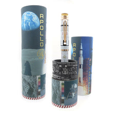 Load image into Gallery viewer, The Apollo fountain pen arranged with two matching pen gift tubes on a white background.
