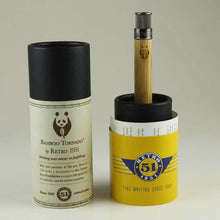 Load image into Gallery viewer, The Bamboo pen arranged with the matching gift tube and booklets.
