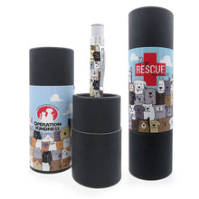 Load image into Gallery viewer, Front view of the pen arranged with two matching gift tubes. 
