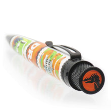 Load image into Gallery viewer, Angled top view of the pen. The top disk features an icon of a dragon&#39;s face.
